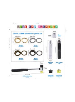 Glarks Glarks 164Pcs 1/2 Inch Grommets Eyelets with Tool Sets, 160Pcs 4 Colors Grommets Eyelets with 4Pcs Installation Tools for Fabric, Canvas, Curtain, Clothing, Leather Repair and Decoration  - Image 2