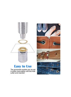Glarks Glarks 164Pcs 1/2 Inch Grommets Eyelets with Tool Sets, 160Pcs 4 Colors Grommets Eyelets with 4Pcs Installation Tools for Fabric, Canvas, Curtain, Clothing, Leather Repair and Decoration  - Image 4