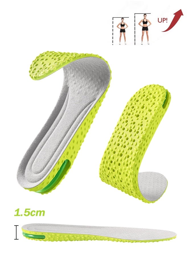 سويت لايف زوج واحد من النعال الداخلية غير المرئية لزيادة الارتفاع، نعل داخلي من إسفنج الذاكرة بارتفاع 1.5 سم، وسادات قدم لرفع الكعب للرجال والنساء، نعل رياضي قابل للتهوية لامتصاص الصدمات، يوفر امتصاصًا رائعًا للصدمات وتبطينًا لتخفيف آلام القدمين. - Image 1