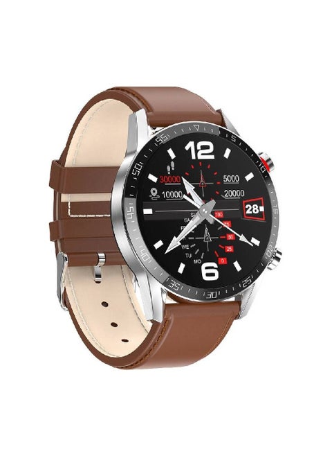 Full Touch Screen Blood Oxygen Monitor Wristband Bluetooth Call Activity Tracker Music Control Smartwatch Silver/Brown