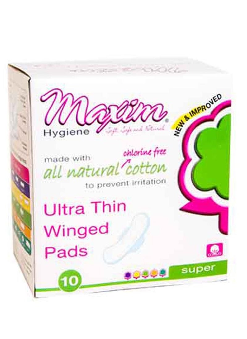 Maxim Hygiene Products Natural Ultra Thin Winged Pads,Super, 10ct  - Image 1
