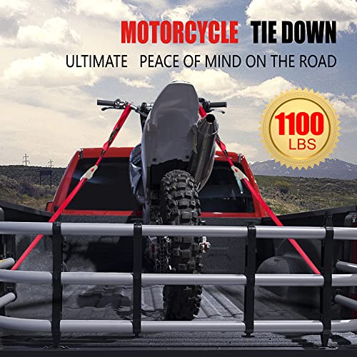 AWELCRAFT Motorcycle Tie Down Straps (2 Pack) Lab Tested 3,300lb Break Strength, Steel Cambuckle Tiedown Set with Integrated Soft Loops - Better Than a Ratchet Red - Image 5