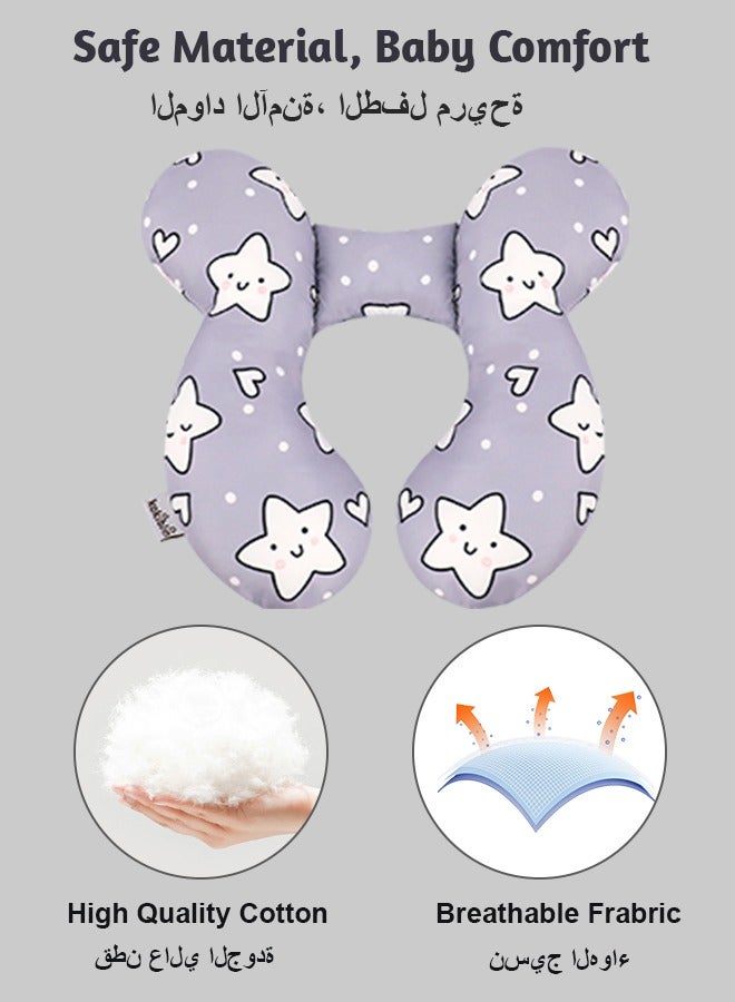 Baby Travel Pillow, Baby Pillow for Head and Neck, Upgraded Baby Support Pillow, Baby Neck Pillows for Car Seat,Pushchair,Travel,Star - Image 4