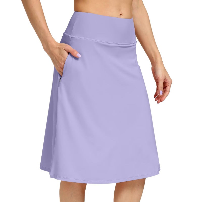 KGKE Women's Skorts Skirts with Pockets Modest Skirts 22" Long Knee Length Athletic Skorts Purple XL - Image 1
