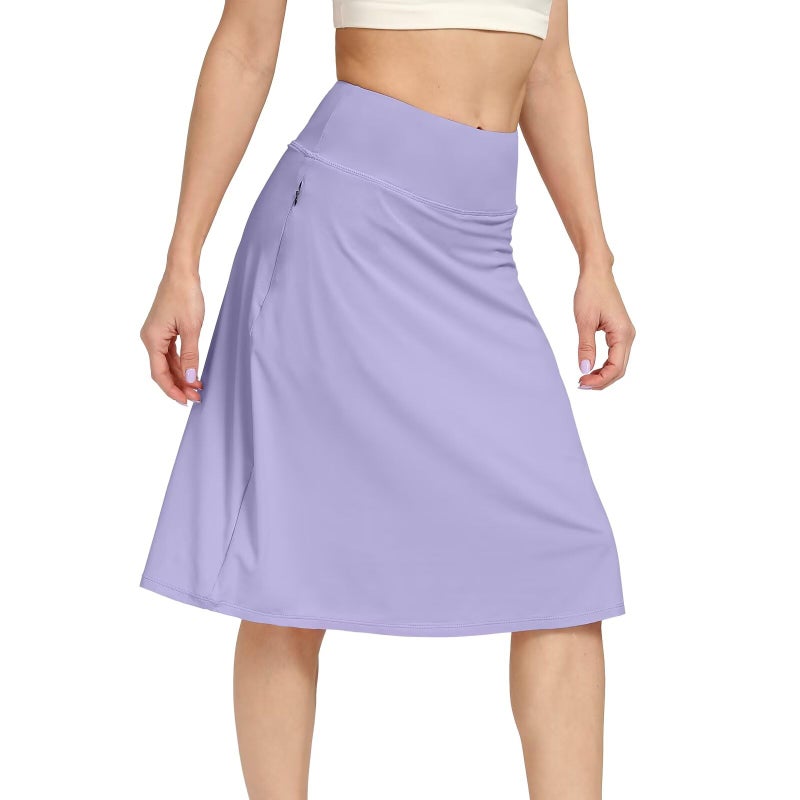 KGKE Women's Skorts Skirts with Pockets Modest Skirts 22" Long Knee Length Athletic Skorts Purple XL - Image 4