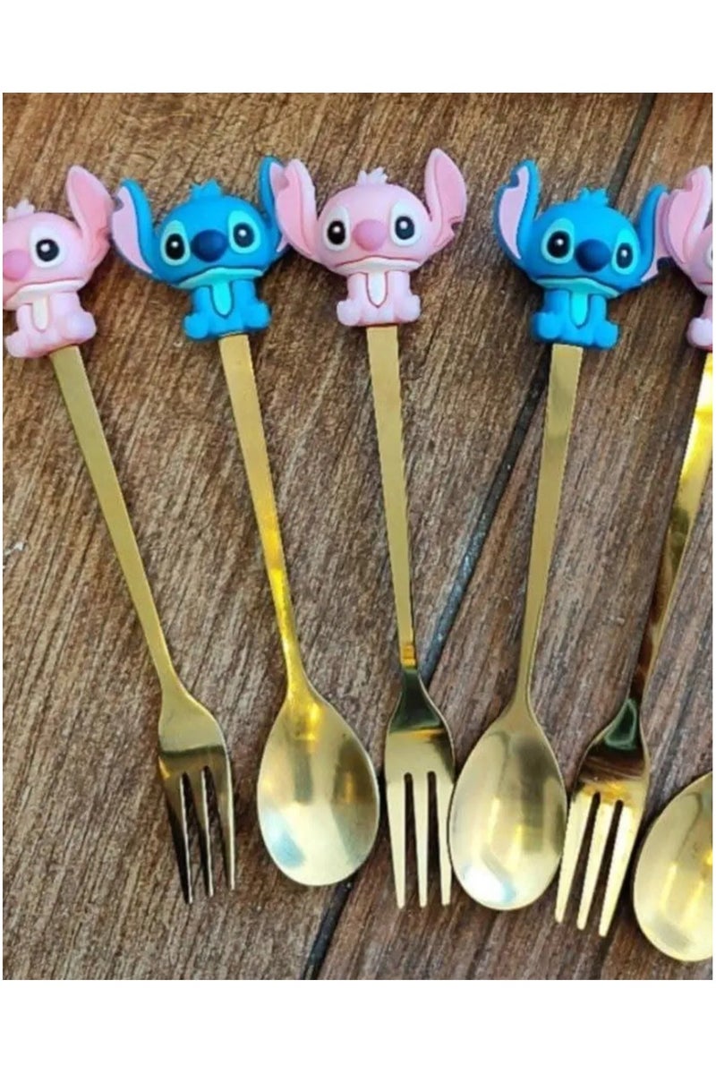 Trend Stitch Mickey - Stitch and Mickey spoon and fork set - 6 pieces set  - Image 1
