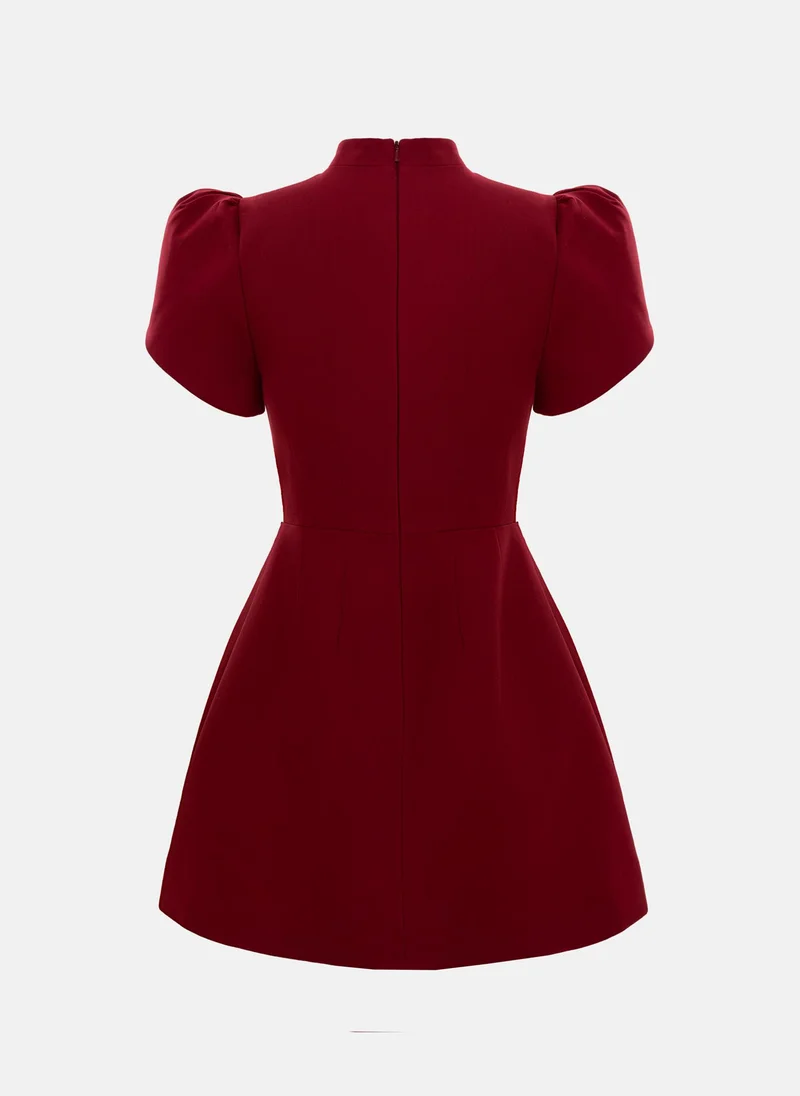 Lichi Mini dress with high collar and button fastening