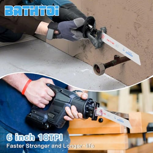 BATHTOI 25 Pack 6 Inch 18 Tpi Reciprocating Saw Blades for Sheet Metal, Pipes, Nails Cutting, Profiles, Bi-Metal Sawzall Blades with 8% Cobalt for Longer Life and Faster Cutting Speed - Image 3