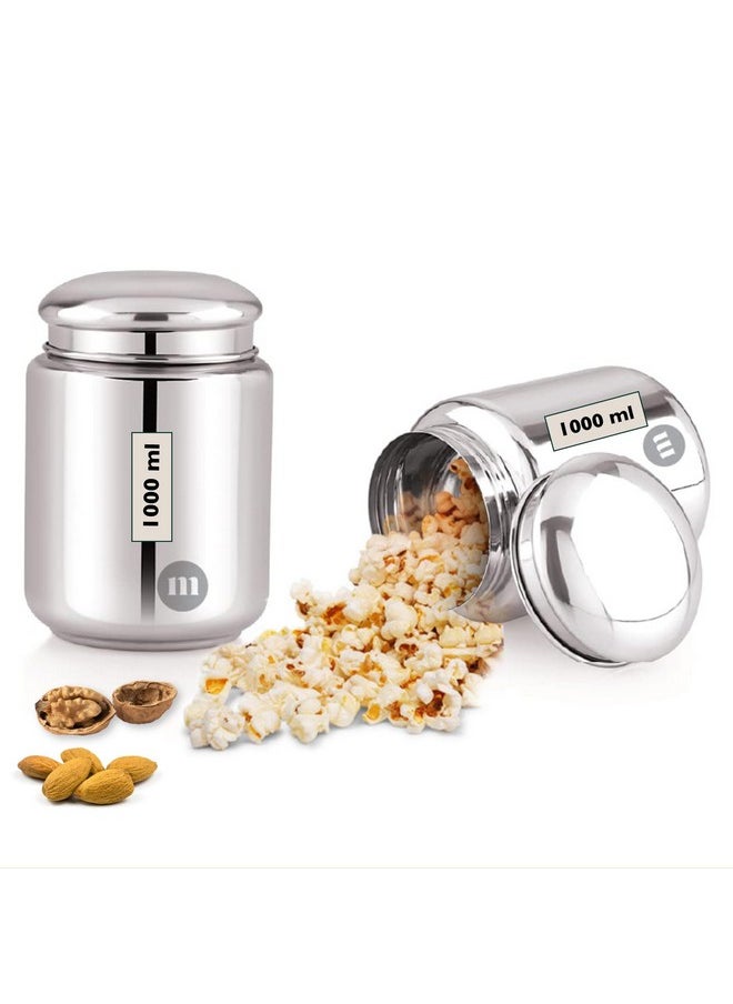 MARU MARU Stainless Steel Canister | Steel Storage Containers For Kitchen | Multipurpose Dabba | Airtight Storage Box | Kitchen Organisations Jars With Capacity- 1000Ml Set Of 2 Pcs, Blue-Violet  - Image 1