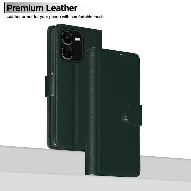 Pikkme Flip Cover for IQOO Z9x 5G Leather Finish | Inside TPU with Card Pockets | Wallet Stand and Shock Proof | Complete Protection Flip Case(Green) - Image 2