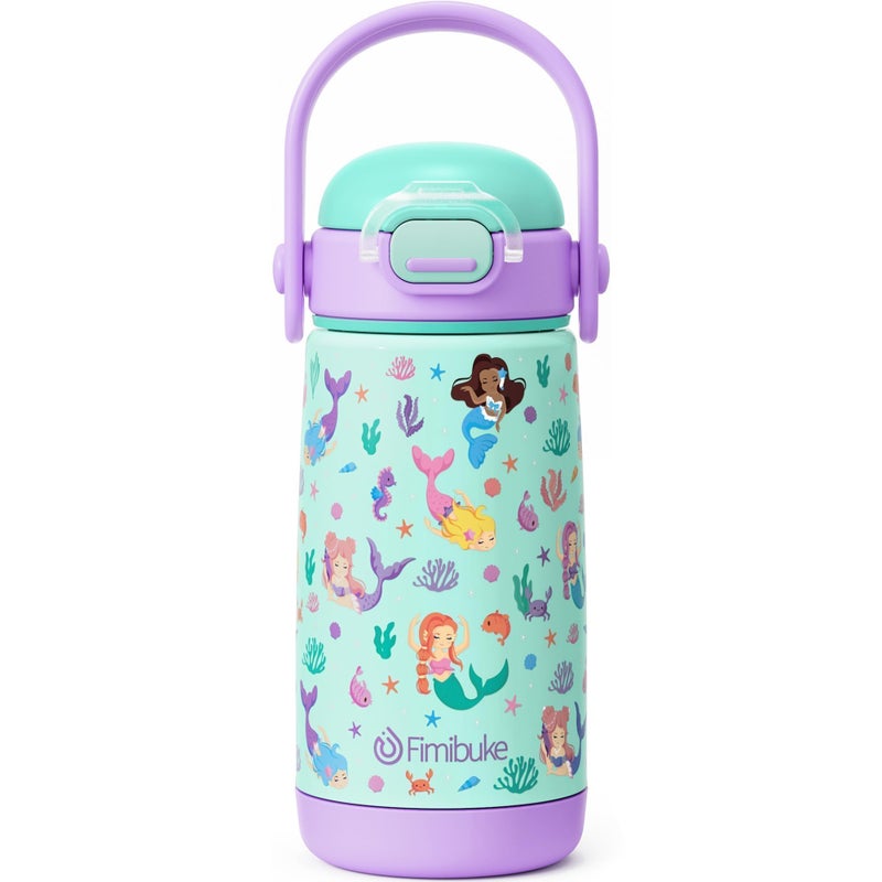 Fimibuke Kids Insulated Water Bottle with Straw Lid & Handle - 14oz BPA-FREE 18/8 Stainless Steel Metal Tumbler Leak Proof Double Wall Vacuum Kids Cup Toddler Water Bottle for School Boys Girls - Image 1