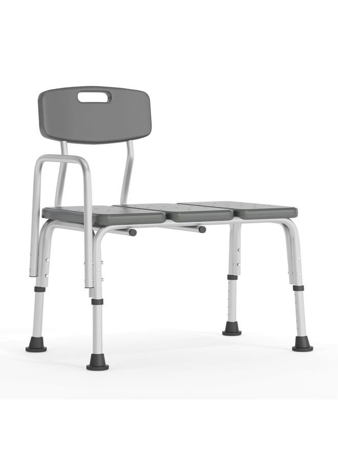 Flash Furniture HERCULES Series 300 Lb. Capacity Adjustable Gray Bath & Shower Transfer Bench with Back and Side Arm - Image 1