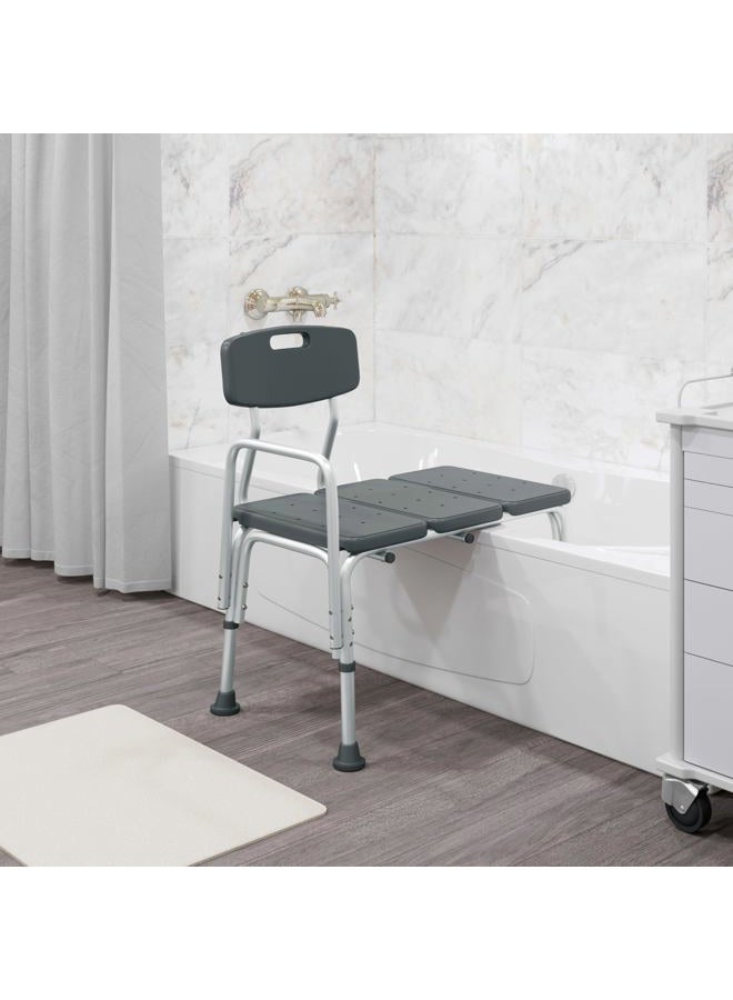 Flash Furniture HERCULES Series 300 Lb. Capacity Adjustable Gray Bath & Shower Transfer Bench with Back and Side Arm - Image 3