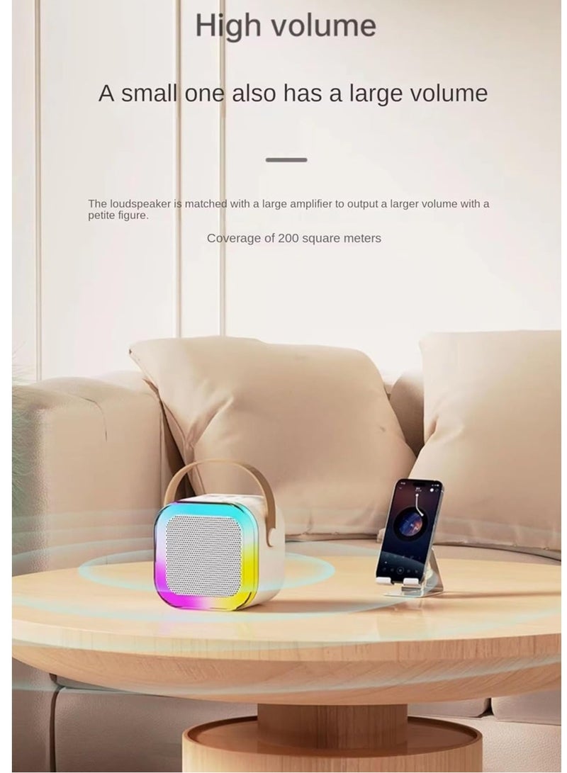 Mini Bluetooth Karaoke Machine for Kids with Wireless Microphone and LED Lights  - Image 2