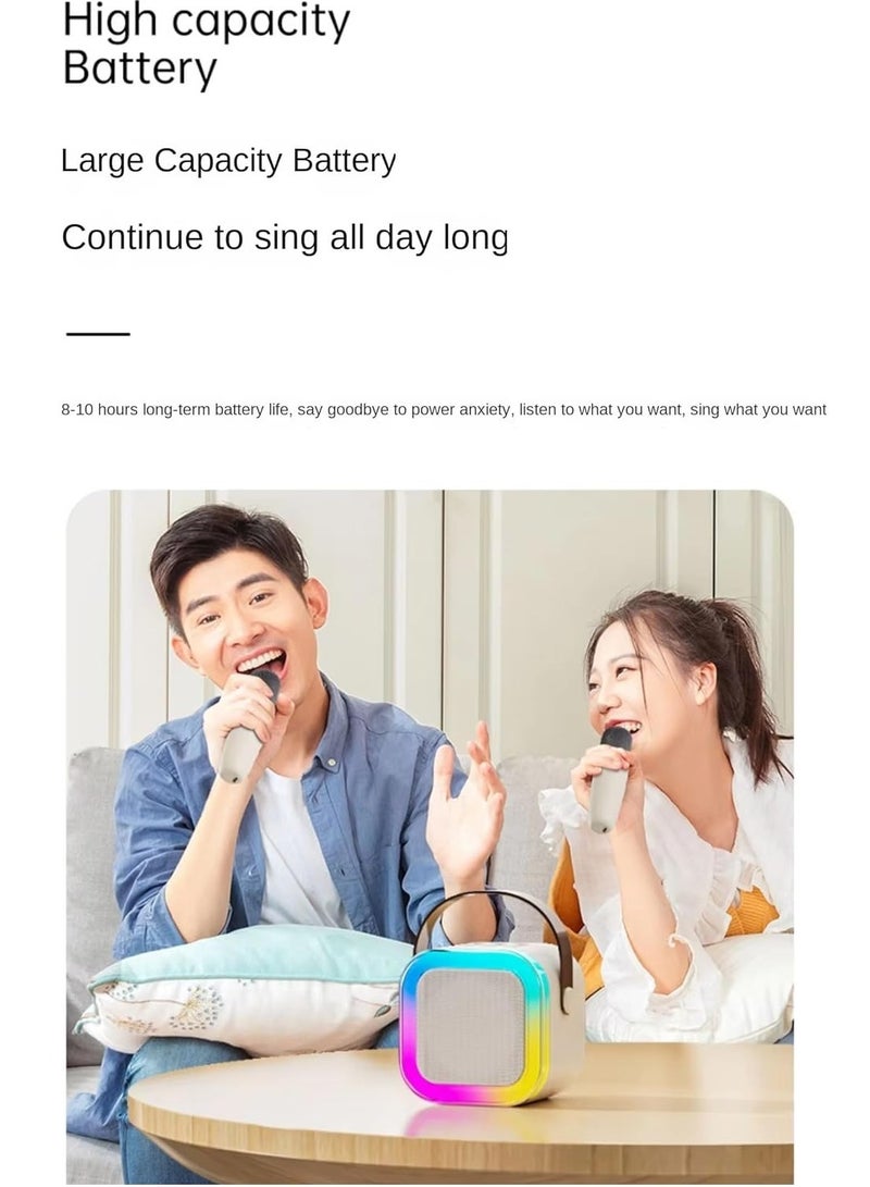 Mini Bluetooth Karaoke Machine for Kids with Wireless Microphone and LED Lights  - Image 4