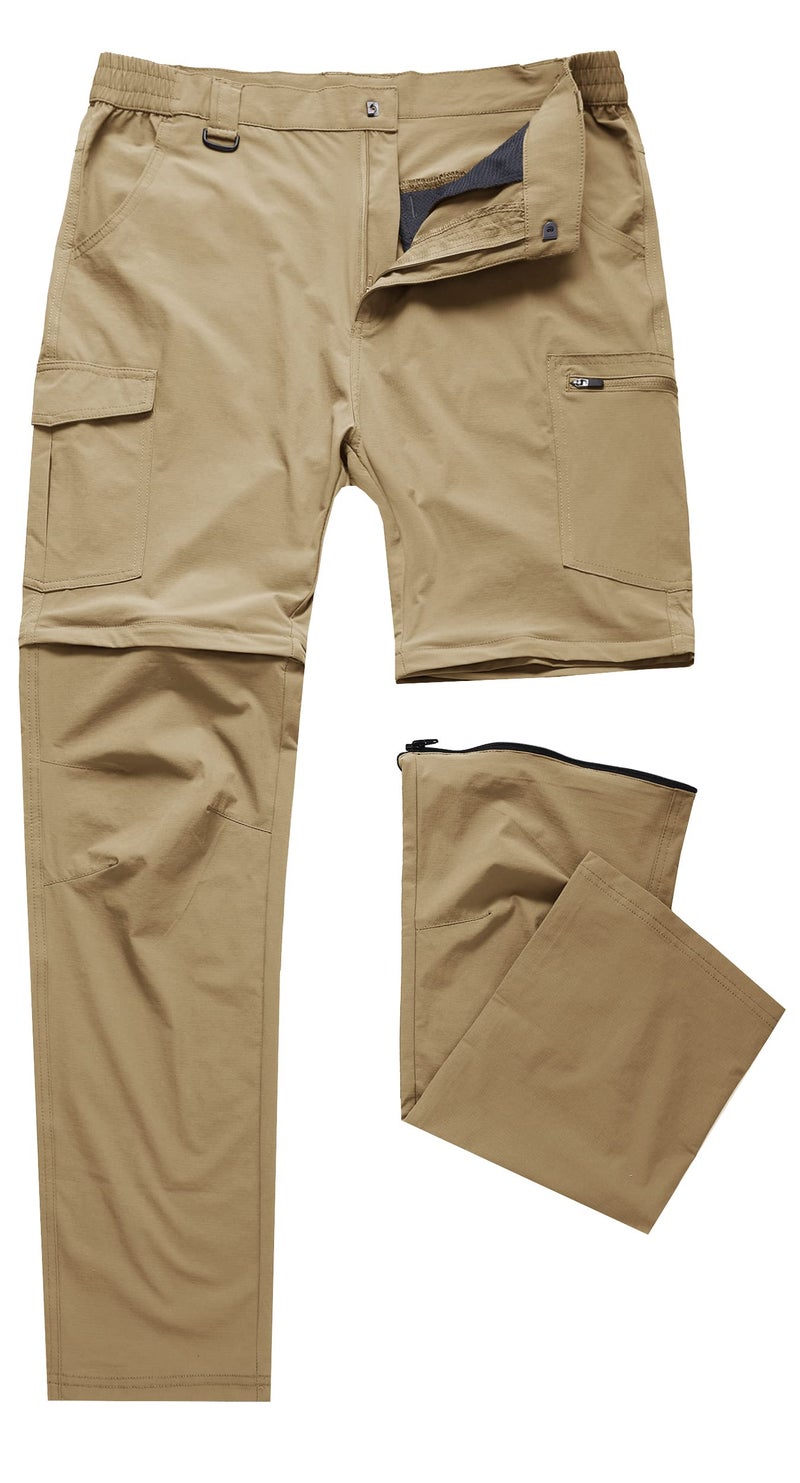 AREOUTS Men's Hiking Pants Convertible Zip Off Lightweight Waterproof Quick Dry Outdoor Fishing Travel Safari Camping Khaki 40 - Image 2