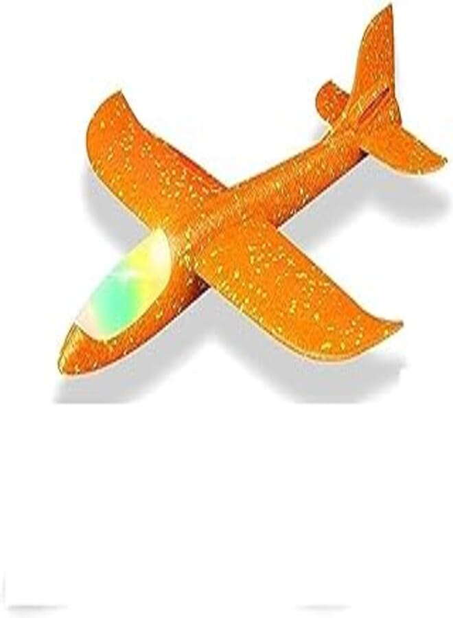 ECVV Flying Glider Planes With Flash LED Light 18.9" Foam Flight Mode Throwing Air Plane Aerobatic Airplane Outdoor Sport Game Toys Gift for Kids 3 4 5 6 7 Year Old Boy Orange