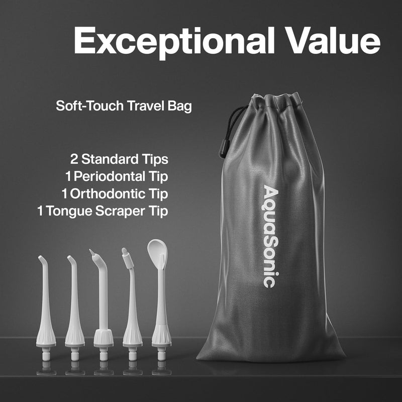 Aquasonic Water Flosser - Cordless Rechargeable Water Flossers for Teeth Cleaning - Waterproof Aqua Flosser, Portable Oral Irrigator for Dental Cleaning with 5 Jet Tips – Braces Home Travel - Image 5