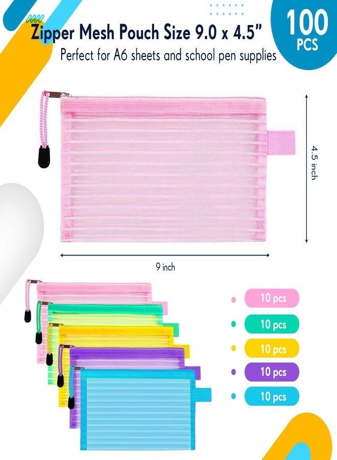Sabary 50 Pack School Supplies Zipper Mesh Pouch Pencil Pen Case A6 Pencil Storage Pouches Bulk Bag Multipurpose Travel Bags for Office School Classroom Supplies Travel Accessories Pen Storage - Image 2