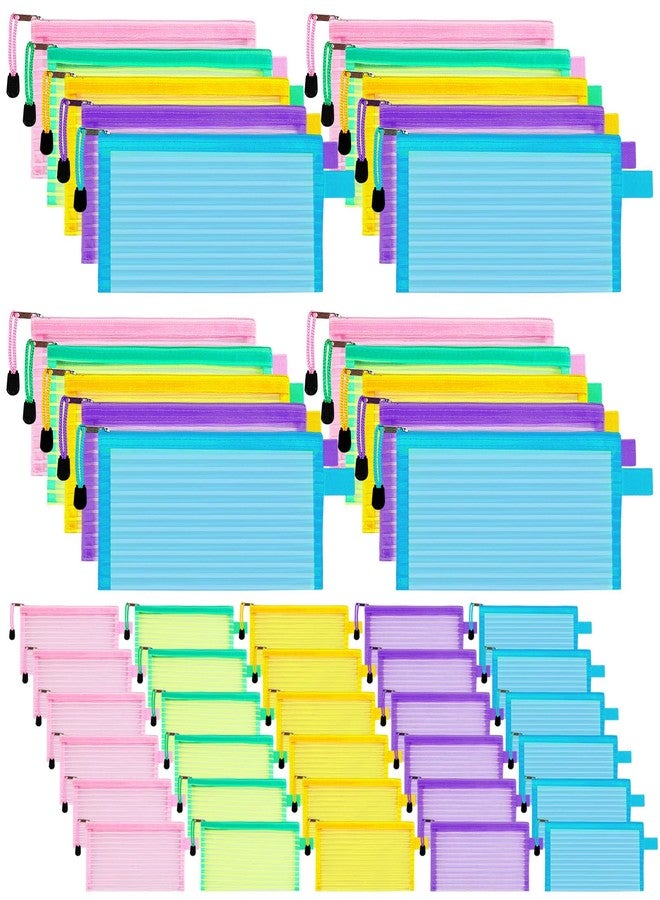 Sabary 50 Pack School Supplies Zipper Mesh Pouch Pencil Pen Case A6 Pencil Storage Pouches Bulk Bag Multipurpose Travel Bags for Office School Classroom Supplies Travel Accessories Pen Storage - Image 1