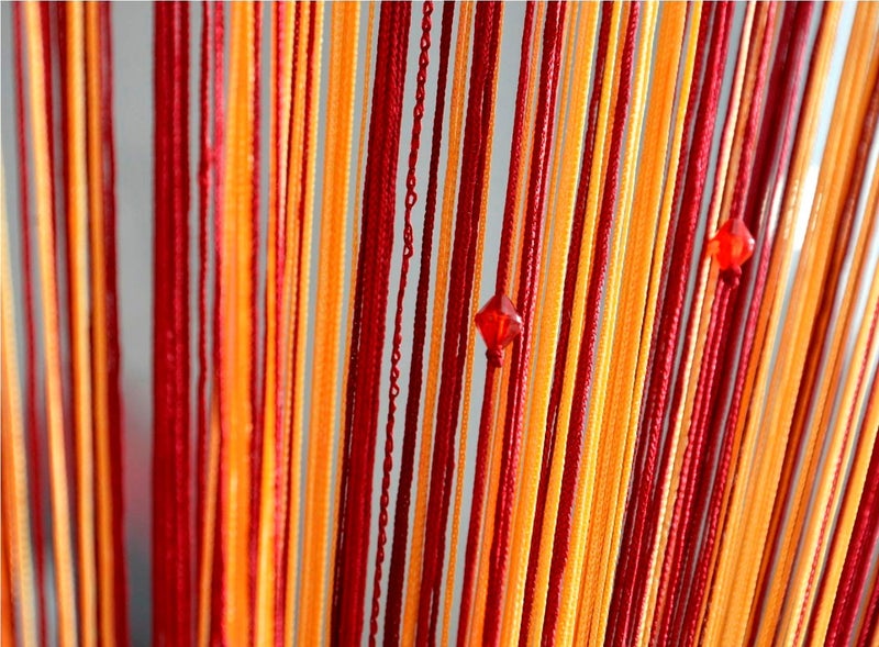 KACHVI Ace International Exports Polyester Yarn Thread String Curtains Door Curtains with Beads of Size 7 Feet Maroon Pack of 2  - Image 3