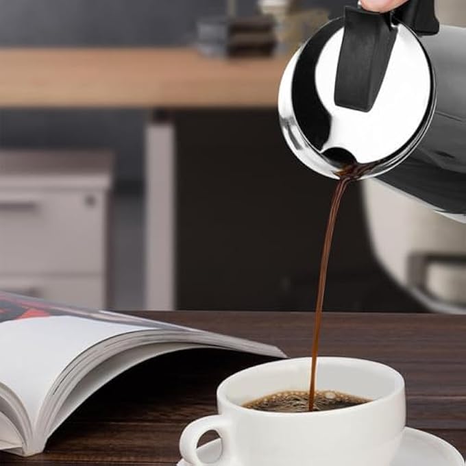 rayihni Stovetop Espresso Maker Moka Pot 300Ml6 Cup Stainless Steel Coffee Maker Mocha Pot Cafe Maker With Insulated Handle Gift For Coffee Lovers Home Office - Image 5