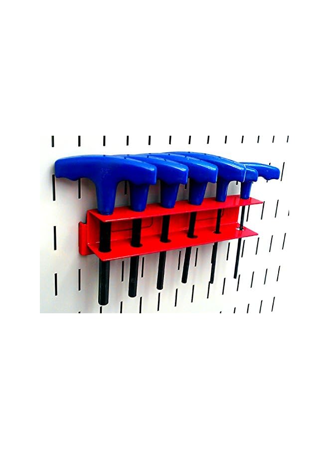 promass Pegboard Screwdriver Holder Bracket Slotted Metal Accessory and Tool Board – Red - Image 5