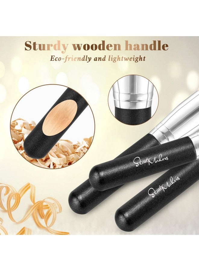 ستارت مايكرز فرشاة كريم أساس كابوكي ذات سطح مسطح، فرش مكياج، فرشاة كريم أساس لمزج المكياج السائل، كريم معدني، بودرة، تلميع، فرشاة وجه خالية من العيوب (أسود) - Image 4