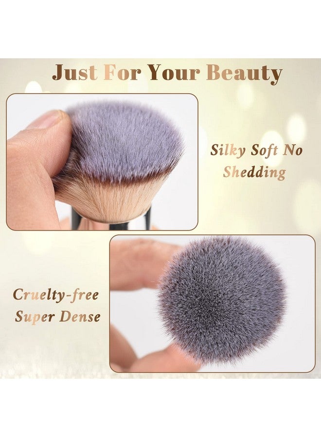 ستارت مايكرز فرشاة كريم أساس كابوكي ذات سطح مسطح، فرش مكياج، فرشاة كريم أساس لمزج المكياج السائل، كريم معدني، بودرة، تلميع، فرشاة وجه خالية من العيوب (أسود) - Image 2