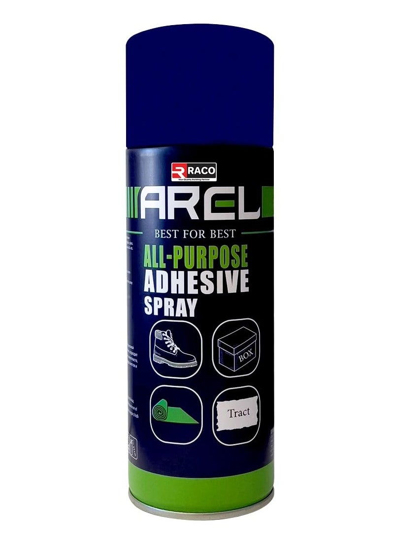 RACO RACO Arel All-Purpose Adhesive Spray, Strong Bonding for Paper, Fabric, Wood, Plastic, and More | Multipurpose, Fast-Drying, Easy Application, 450ml  - Image 1