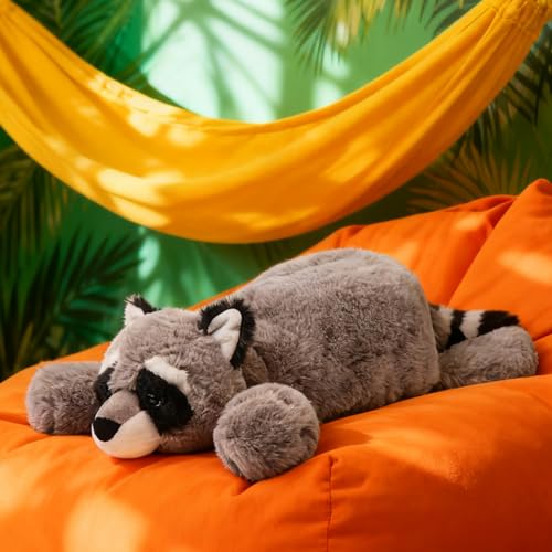 ARELUX Soft 22in Raccoon Stuffed Animals Raccoon Plush Cute Cuddly Body Pillow Hug Sleeping Fluffy Wild Animal Toys Bed Decor Plushie Doll Friends Family Member - Image 5
