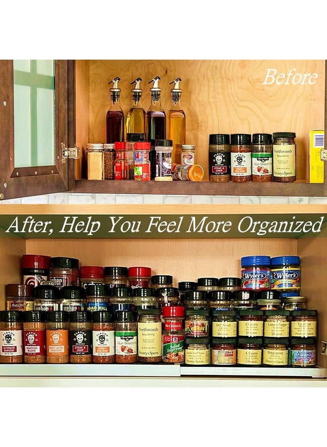 House of Quirk 3 Tier Expandable Spice Rack Organizer, Plastic Spice Rack, Adjustable Non-Skid Tiered Spice Shelf Organizer for Kitchen Cabinet, Cupboard, Pantry (White) - Image 5