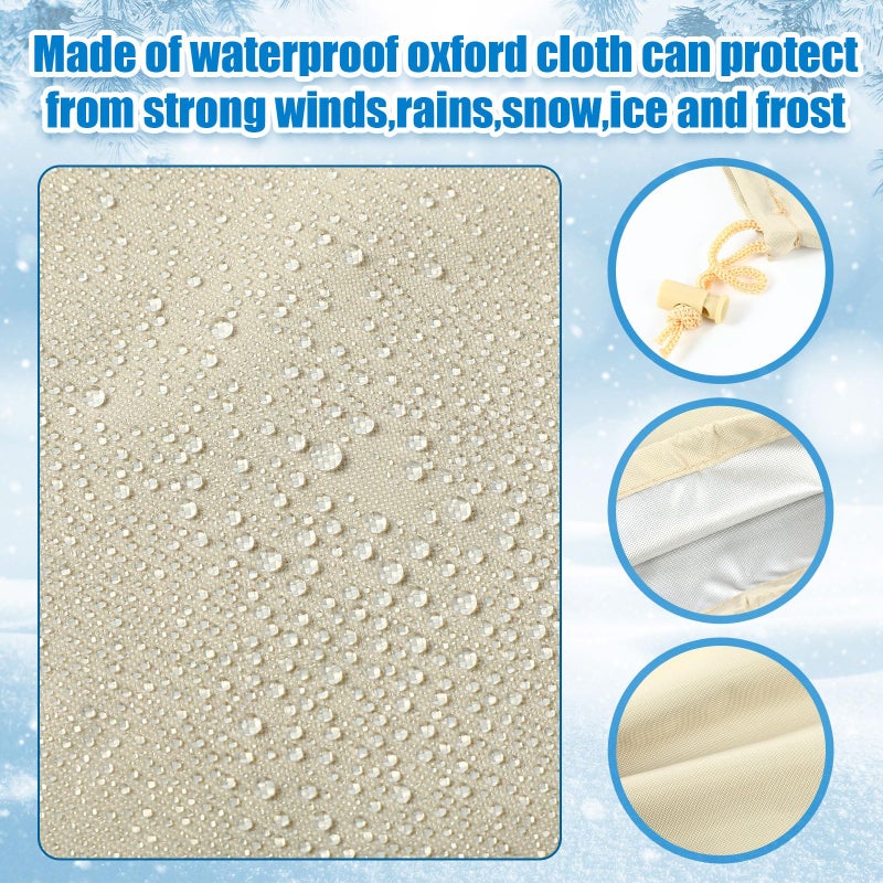 Frienda 2 Pcs Side View Mirror Cover Auto Rearview Protection Cover Snow Ice Mirror Exterior Rear Accessories Universal Size for Cars (Beige) - Image 3