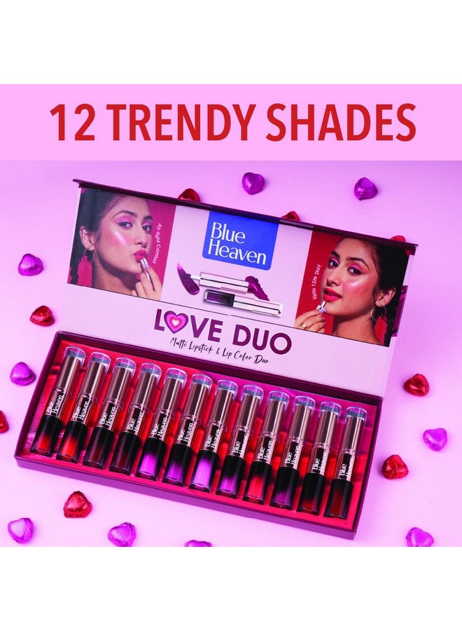 Blue Heaven Love Duo 2 In1 Dual Sided Lipstick For Women | Non Transfer| Hydrating And Long Lasting Upto 12 Hrs | Soft Matte Finish Formula - 10 |1.5Ml + 4G - Image 2