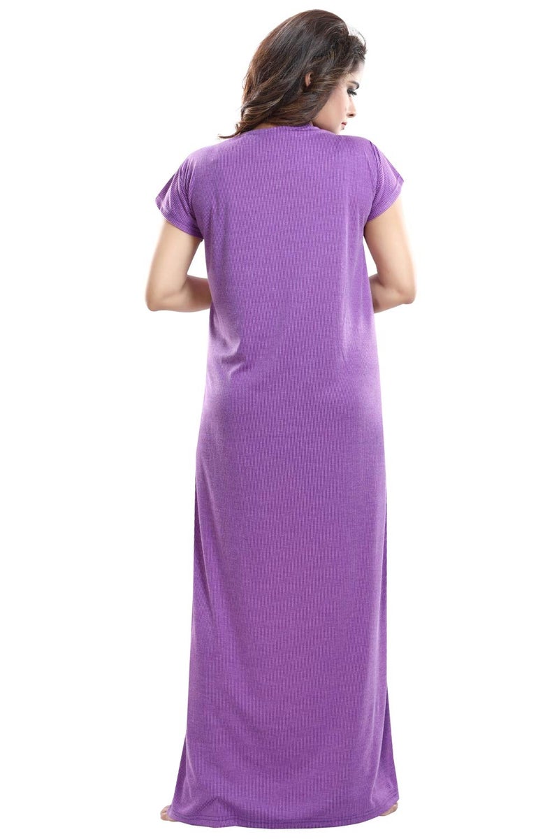 Fabme Women's Nighty(NW0142_Purple_Free Size_Purple_Free Size) - Image 2