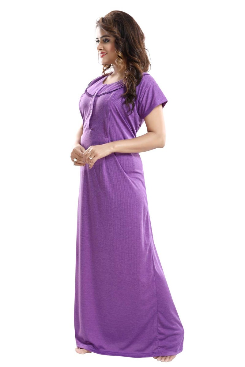 Fabme Women's Nighty(NW0142_Purple_Free Size_Purple_Free Size) - Image 5