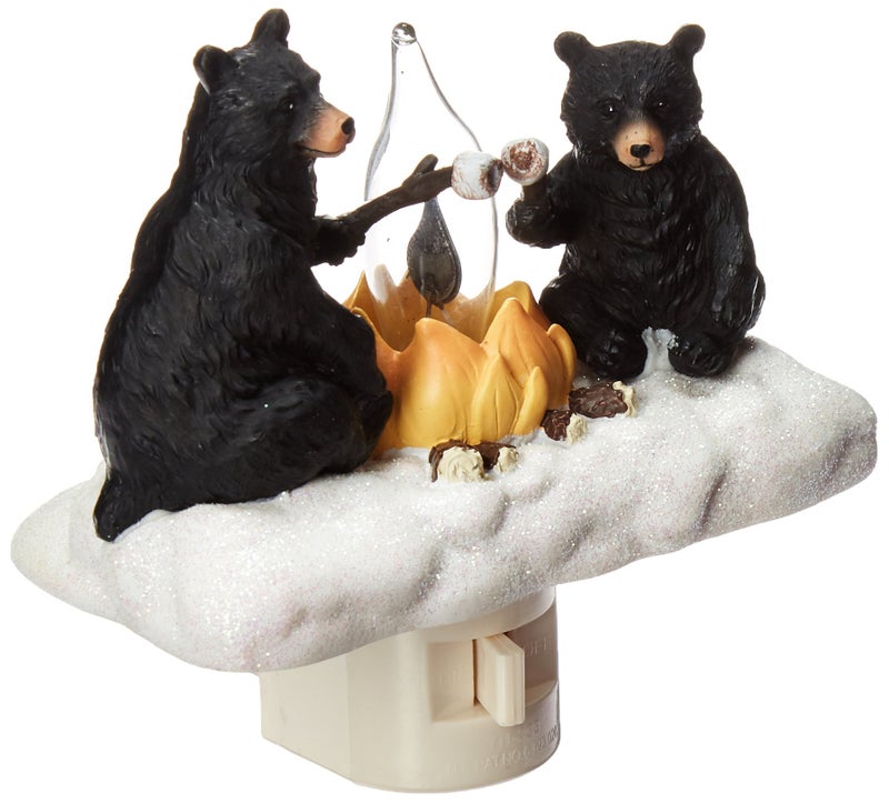 Roman Lights Exclusive Plug in Night Light Features 2 Bears Roasting Marsh Mellows Around a Flickering Flame Camp Fire 45Inch
