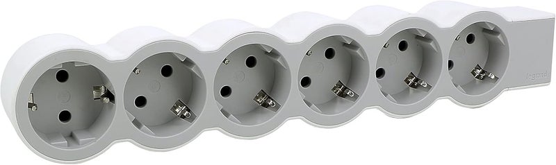 Legrand , 694579 Flat Socket 6 Way Socket Multiple Socket Without Cable Ultra White Grey - Image 1