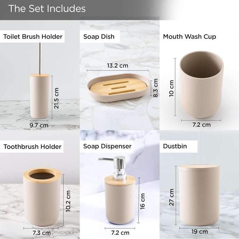 Kuber Industries 6 Pcs Bathroom Accessories Set | Toilet Brush Holder, Soap Dish, Mouth Wash Cup, Toothbrush Holder, Soap Dispenser & Dustbin for Home Kitchen & Bathroom Essential - Image 5