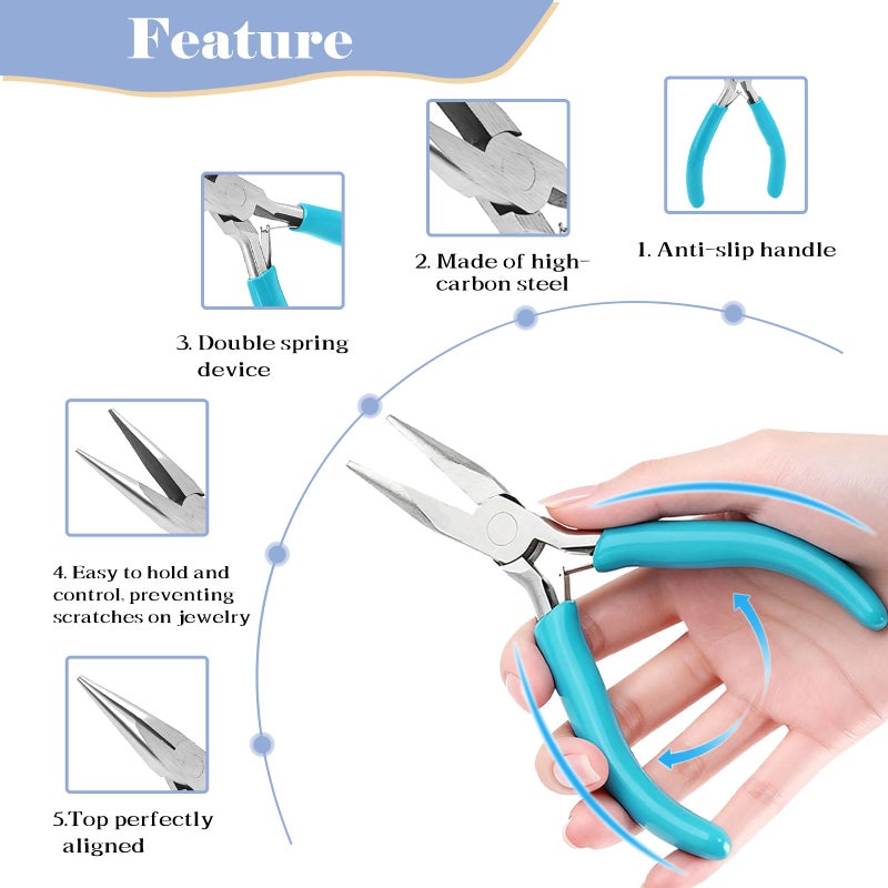 Sissatthai 2Pcs Mini Jewelry Pliers Set Needle Nose Pliers for Jewelry Making Plier, Small Jump Ring Plier Chain Nose Repair Tool Kit for Beading Craft Wire Bending - Image 2