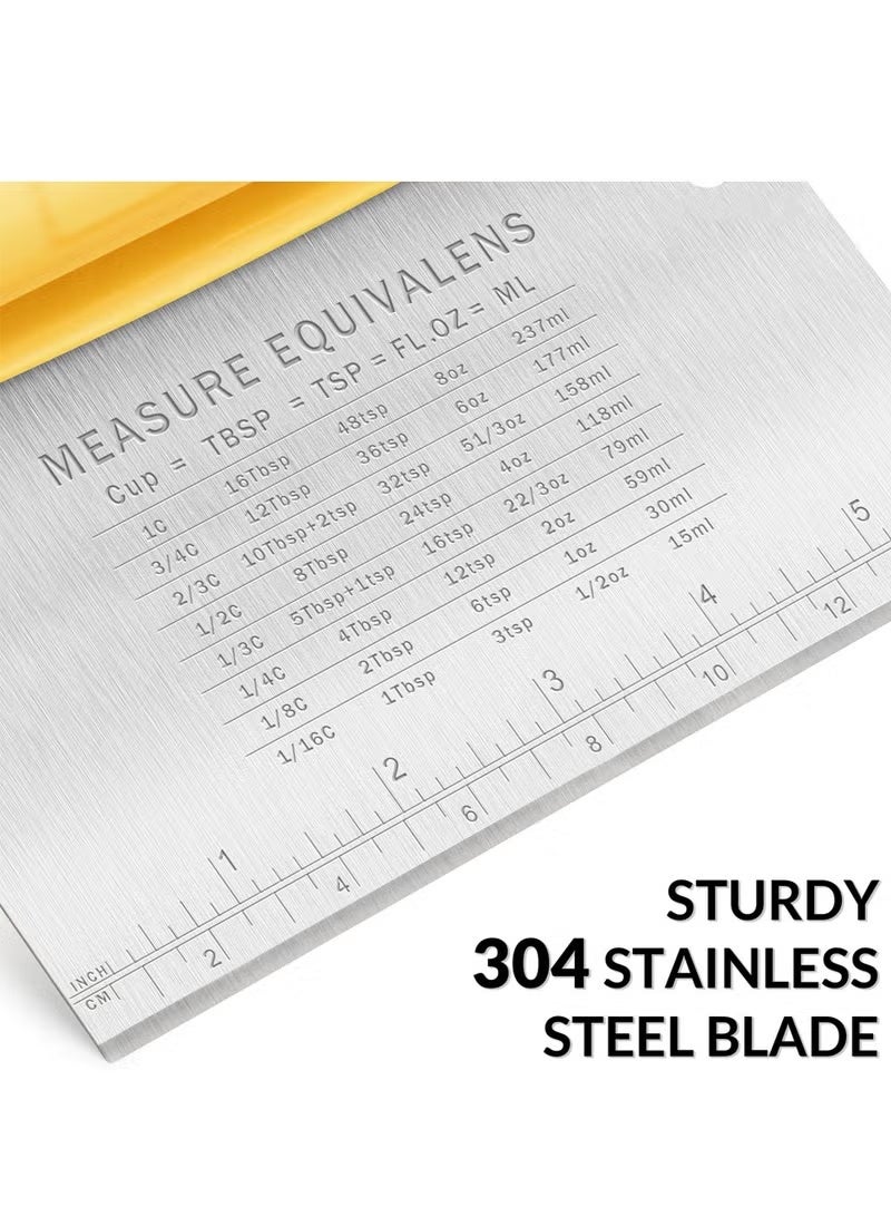 مكشطة طاولة عمل من الفولاذ المقاوم للصدأ، أداة مطبخ للخبز، أداة مكشطة، أدوات مطبخ متعددة الاستخدامات، أصفر، 15 × 11 سم - Image 2