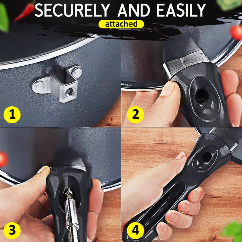 ZOKLU Cook Ware Pans Replacement Grip Handle - Removable Handle Cookware Pot Lid Handle Knob Removable Handles Pan Handle Grip Detachable Handle Cookware Pots And Pans With Removable Handles Screw On Handle - Image 5