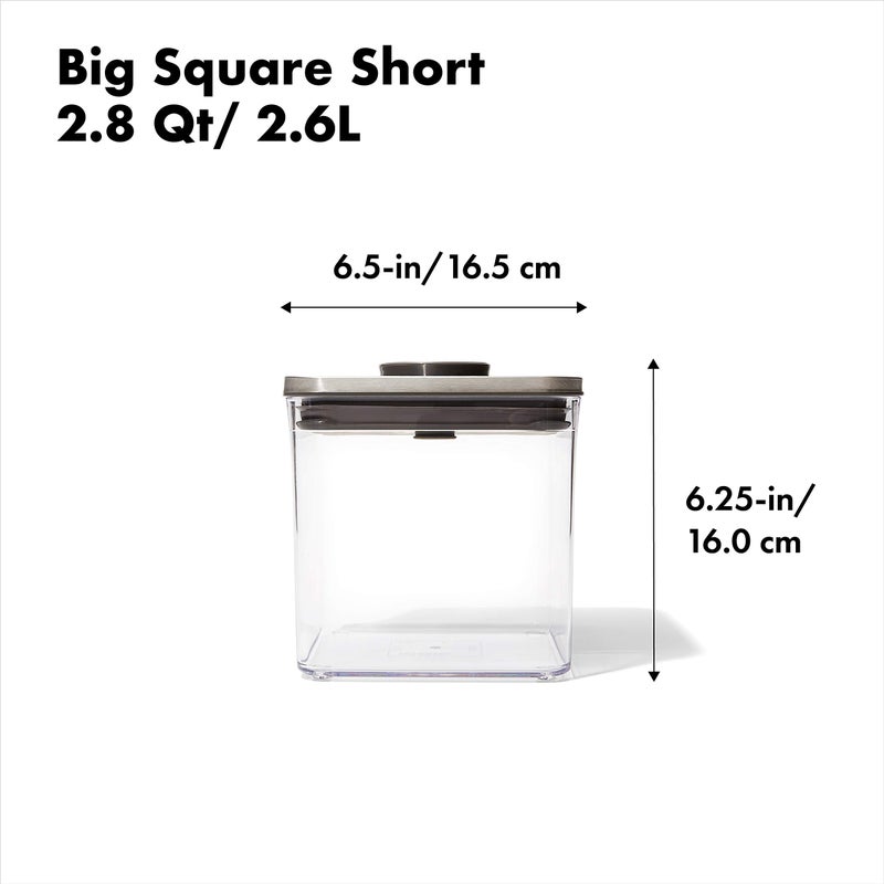 OXO OXO Steel POP Container Big Short Sqaure - 2.8 Qt for Cereal  Grains and More Grey  - Image 2