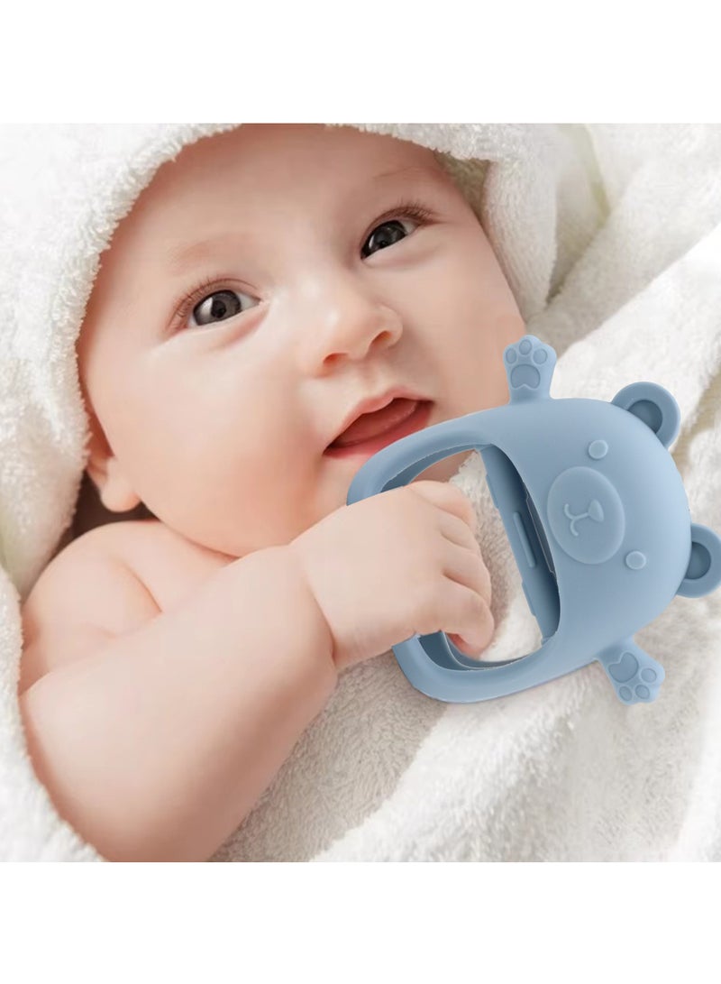 2 Pack Silicone Baby Teething Toys  Baby Relief Teether BPA Free Remote Teether Chew Toys And Easy to Hold Silicone Teething Mitten  for Toddlers Infant (Blue & Blue)  - Image 2