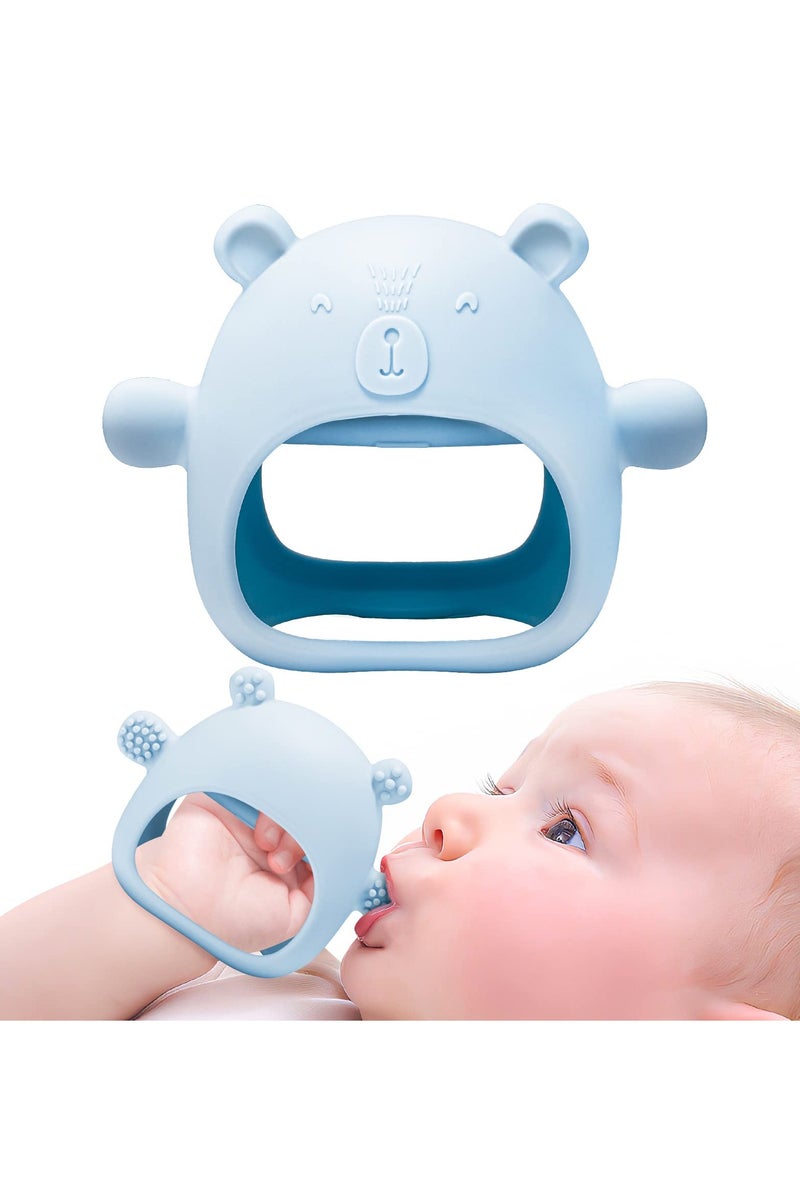 2 Pack Silicone Baby Teething Toys  Baby Relief Teether BPA Free Remote Teether Chew Toys And Easy to Hold Silicone Teething Mitten  for Toddlers Infant (Blue & Blue)  - Image 3