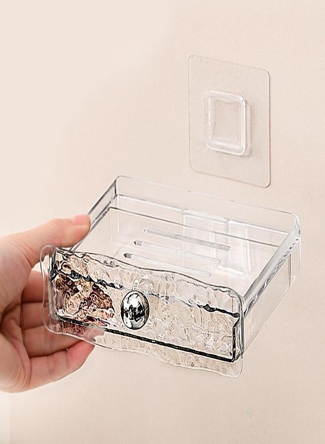Azelf Adhesive soap Holder for Bathroom Self Draining Acrylic Soap Dish Holder Drill- Free soap case for Bathroom Kitchen Sink soap Stand Pack Luxurious Look - Image 5