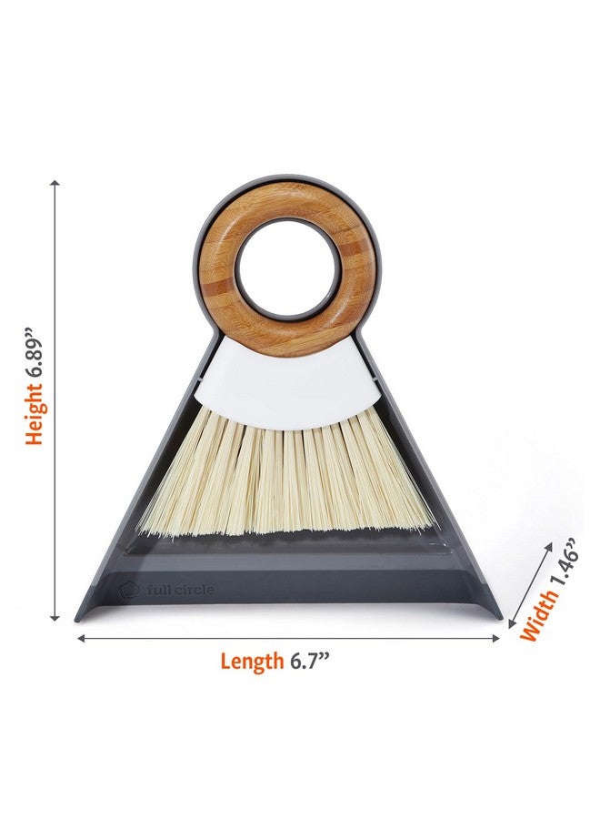 فل سيركل مجموعة فرشاة ومجرفة صغيرة من فول سيركل تايني تيم، مكنسة يدوية محمولة لتنظيف سريع، مثالية للمنزل والحمام وأسطح المطبخ. مكنسة يدوية من الخيزران ومكنسة فتات صغيرة، لون أبيض. - Image 3