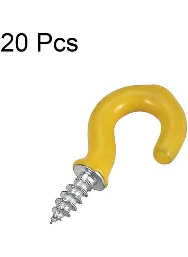 خطافات سقف صفراء مطلية بالفينيل 20 قطعة للنباتات والمطبخ والكؤوس والتركيب على الحائط - Image 3