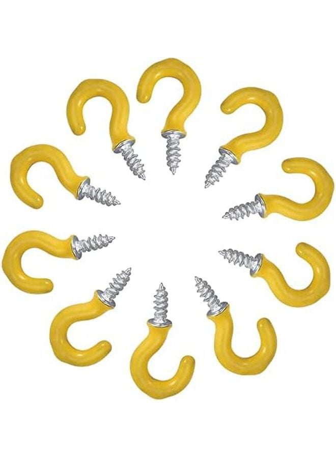 خطافات سقف صفراء مطلية بالفينيل 20 قطعة للنباتات والمطبخ والكؤوس والتركيب على الحائط - Image 2