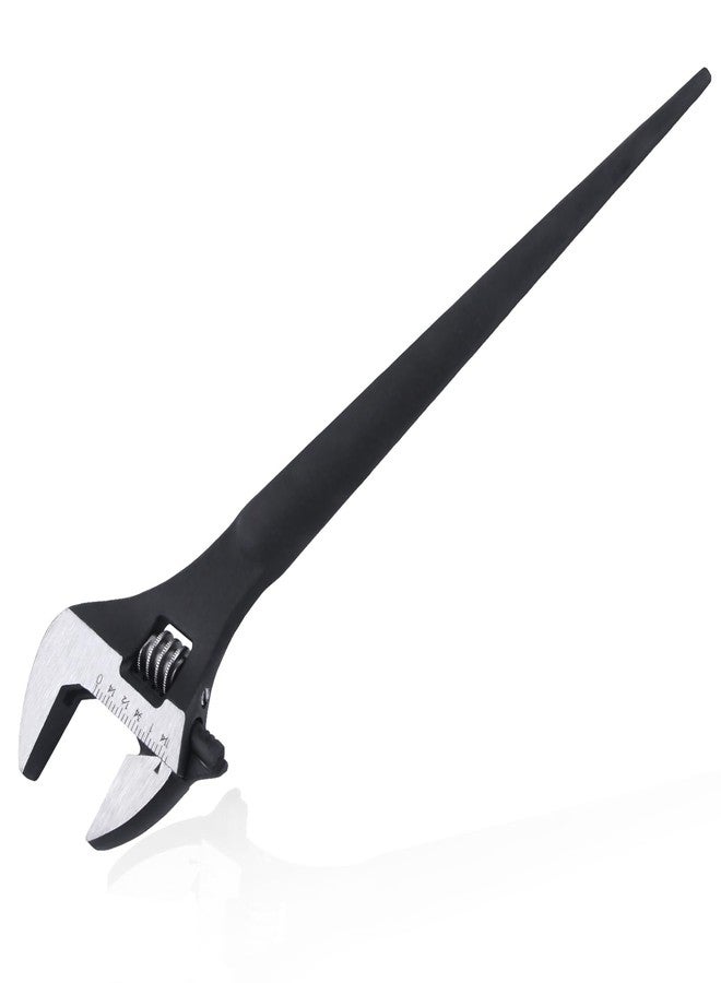 مفتاح ربط قابل للتعديل من LEONTOOL مقاس 8 بوصات مصنوع من أكسيد أسود للإنشاءات مع مقياس SAE ومقياس متري، يحمل علامة للصواميل والمسامير التي يصل قطرها إلى 30 مم، وفتحات المحاذاة، ومخل الذيل. - Image 1